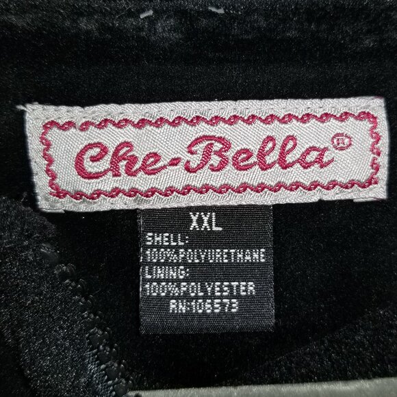 Che- Bella Women XXL Black Velour Zip Up Jacket Velvet Warm Y2K Piping Retro - Picture 5 of 5